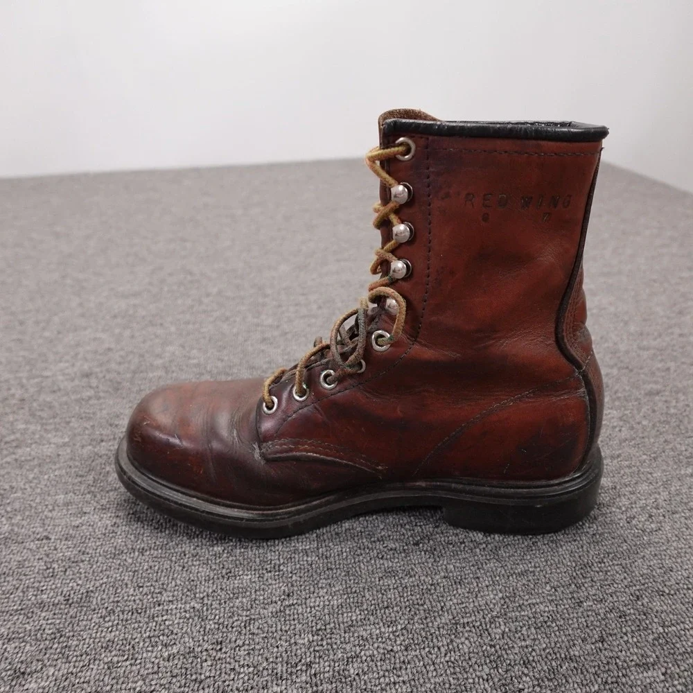 Red Wing Shoes Boots Mens Size 7 Brown Leather Combat Lace Up Work Made USA